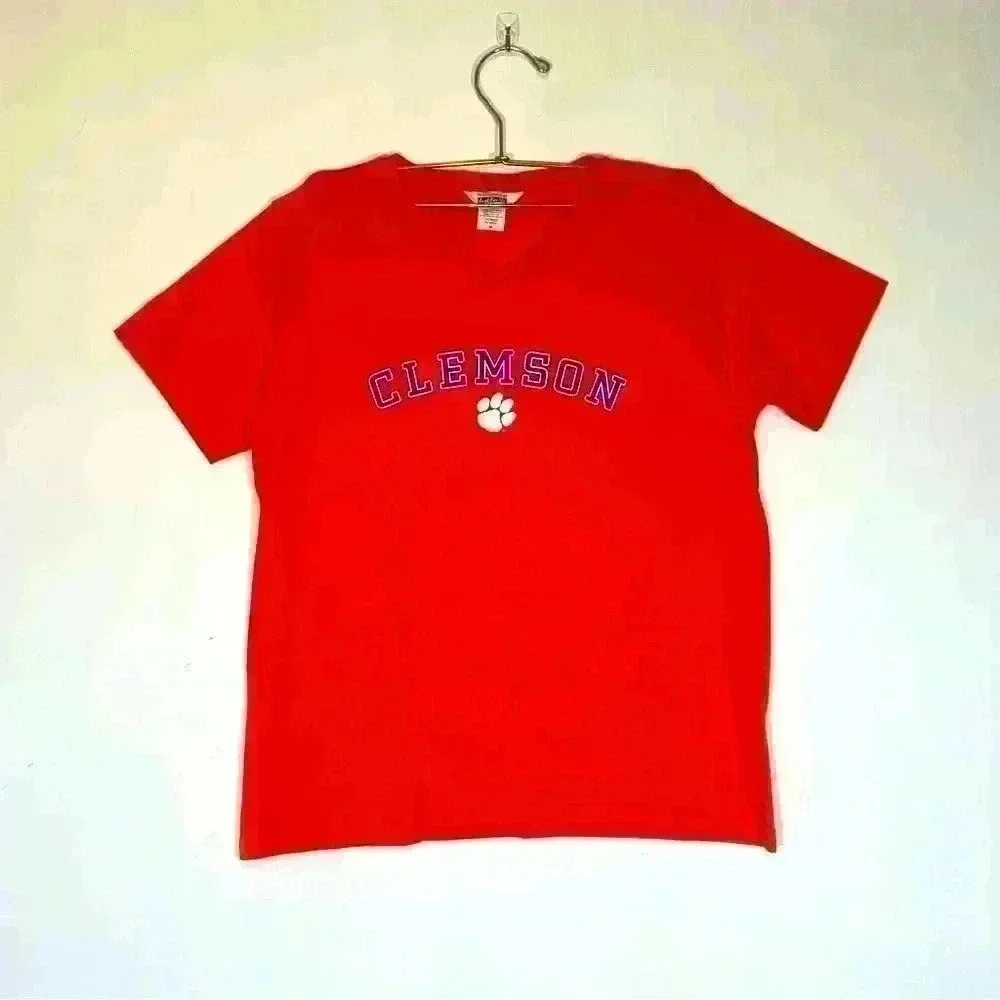 Clemson Orange V Neck with College Logo  Size M